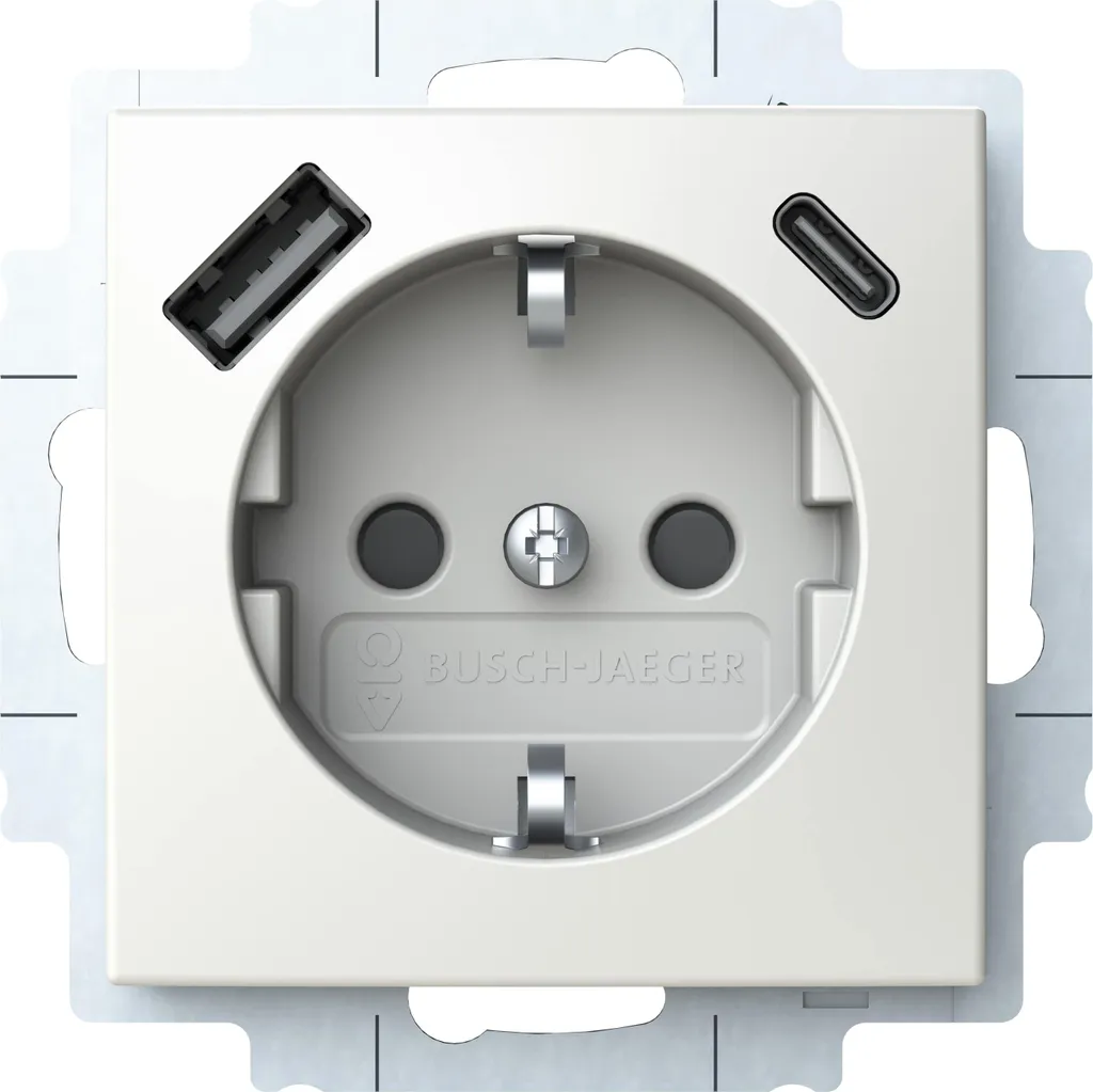 Prise Busch-Jaeger 20 EUCB2USBAC-914 Schuko avec USB A+C Blanc Alpin