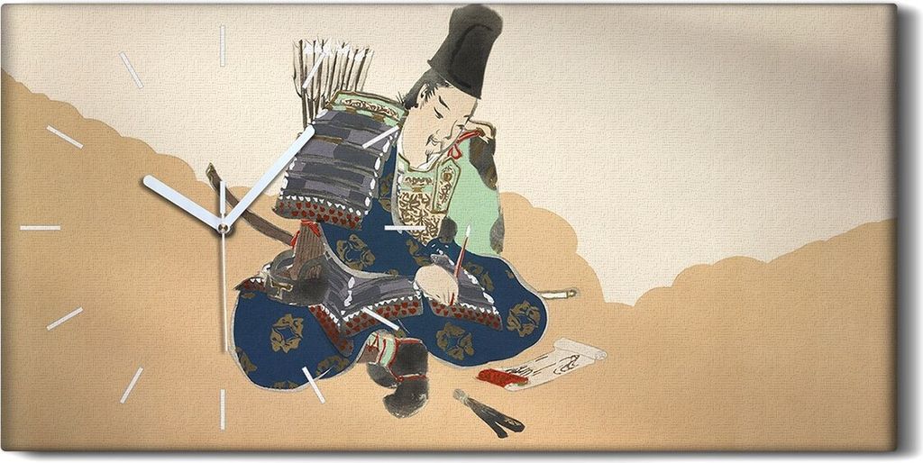 Leinwand Wanduhr Wandkunst Uhr 60x30 Malerei Mann Samurai Produktbild 