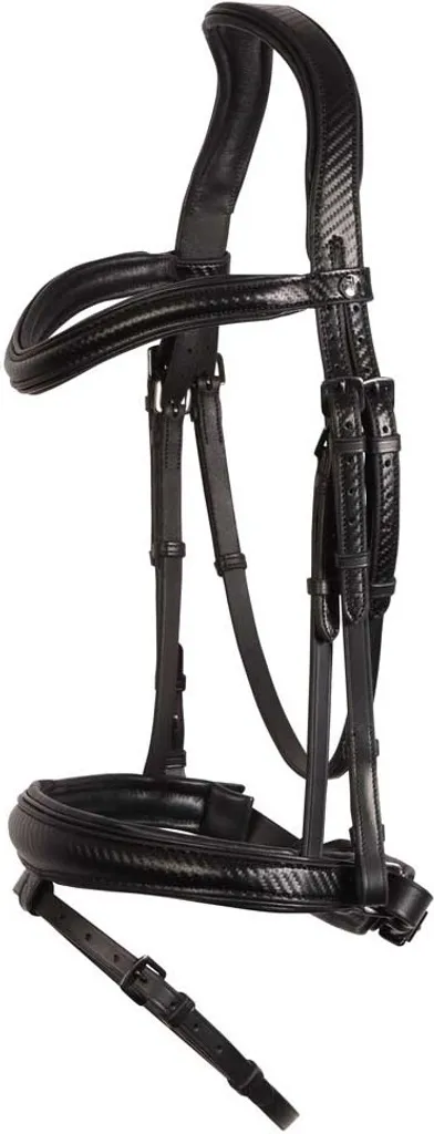 Filet de Bridon en Cuir Souple Soft Carbon Harry's Horse Noir Taille Cob