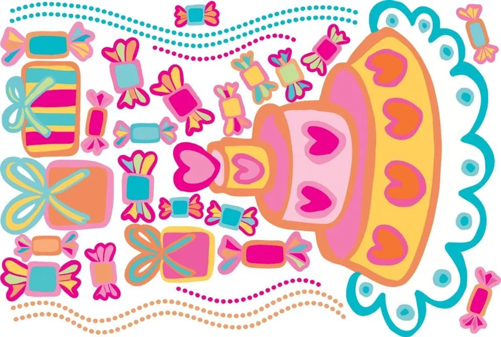 Stickers RoomMates Gâteau d'Anniversaire Multicolore pour Déco Murale