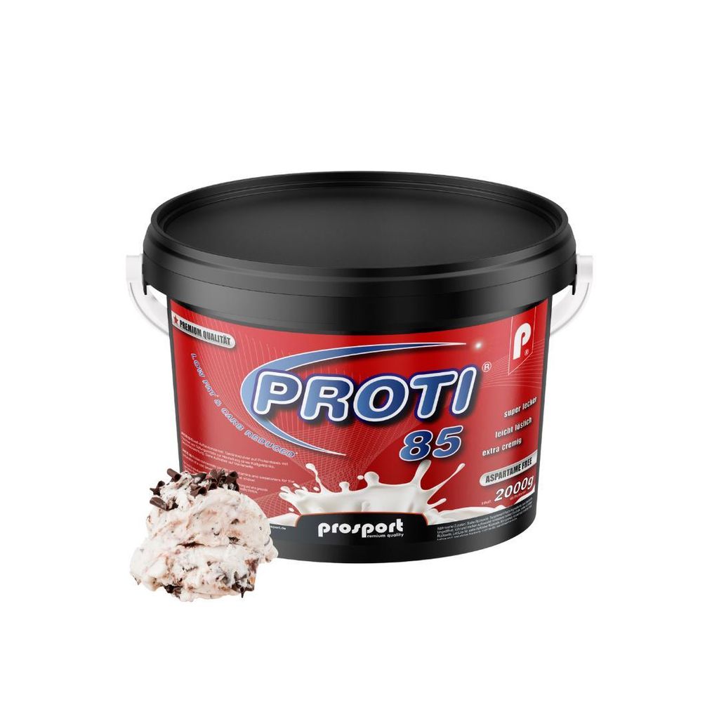 Prosport Proti 85 – Stracciatella 2000g - Mehrkomponenten-Protein mit Whey, Casein & Eialbumin – 10 Vitamine, BCAAs & EAAs – Eiweißshake, ...