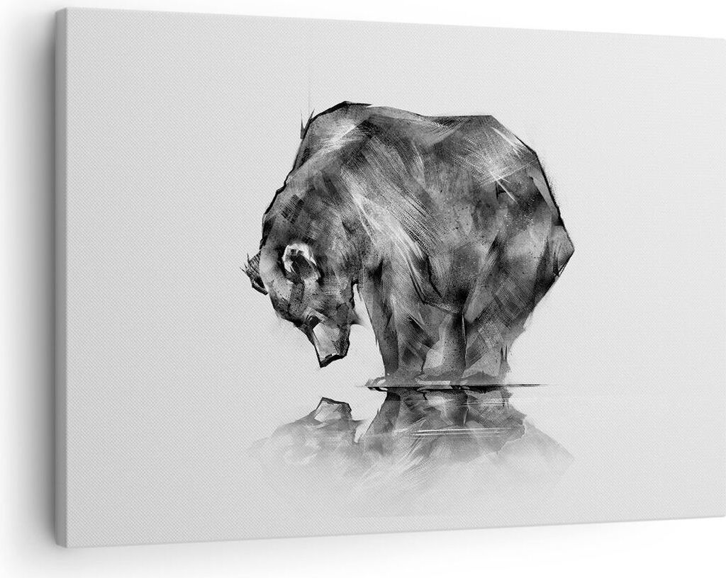 Bild auf Leinwand - Leinwandbild - Bär Tier - 70x50cm - Wand Bild - Wanddeko - Wandbilder - Leinwanddruck - Bilder - Kunstdruck - Wanddekoration -...