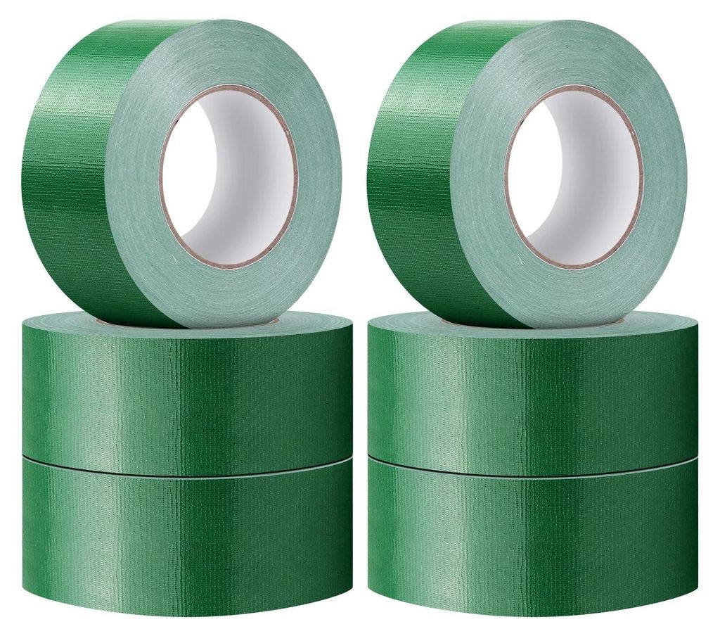 6er Set Gewebeklebeband - Starkes Duct Tape - 5 cm x 25 m, wasserfest, extra stark klebend, Boden- und Teppichband - Grün