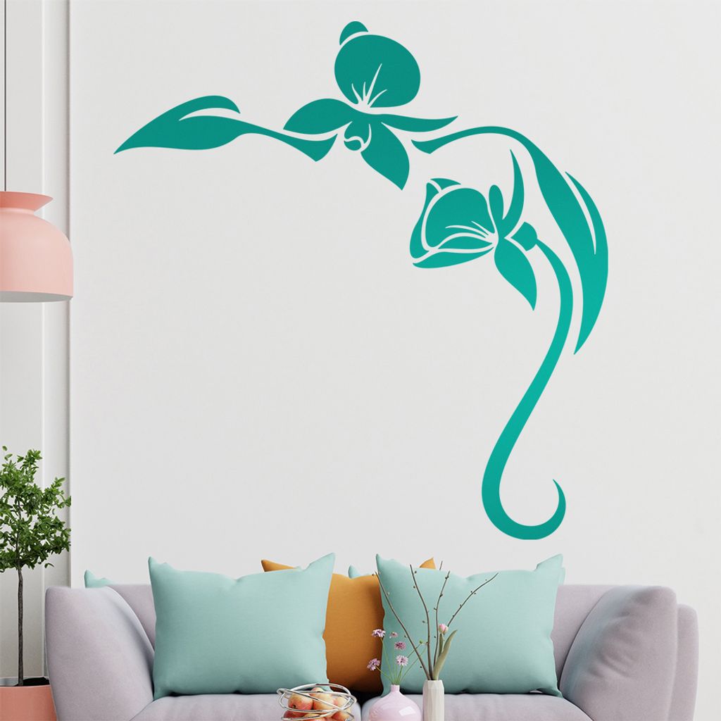 Orchidee - Linien Wandtattoo in 6 Größen - Wandaufkleber Wall Sticker - Dekoration, Küche, Wohnzimmer, Schlafzimmer, Badezimmer