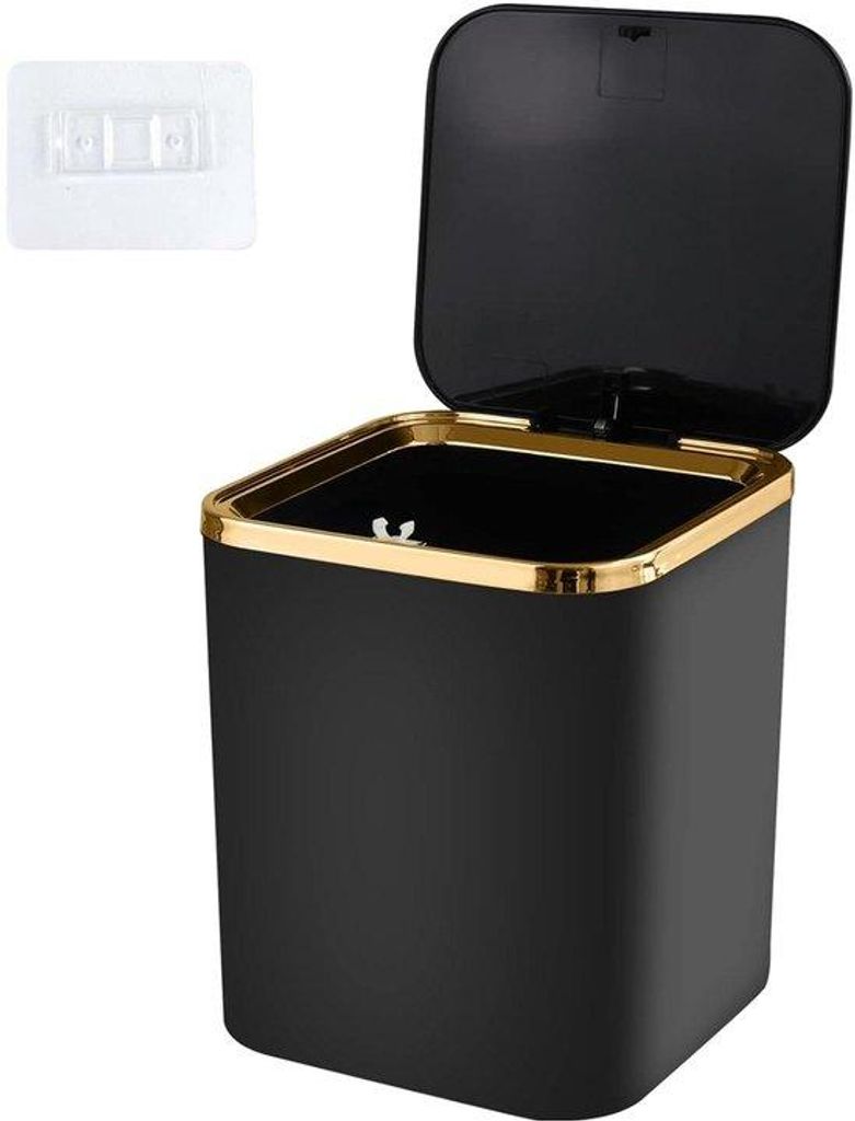 Kleiner Mülleimer 28l mit Deckel schwarz für Bad