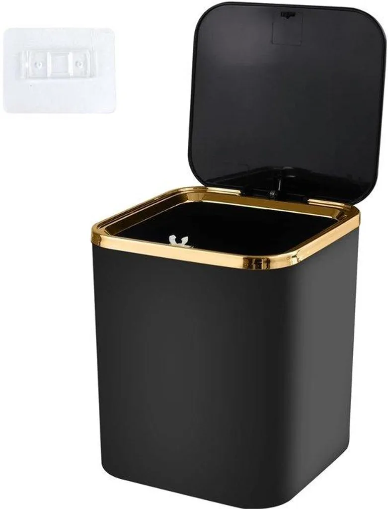Collecteur de déchets 28L noir design avec couvercle pour pièce d'eau