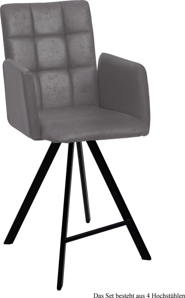 Thekenstuhl drehbar (4er-Set) Devalyn 52x108x60 Schwarz/Grau