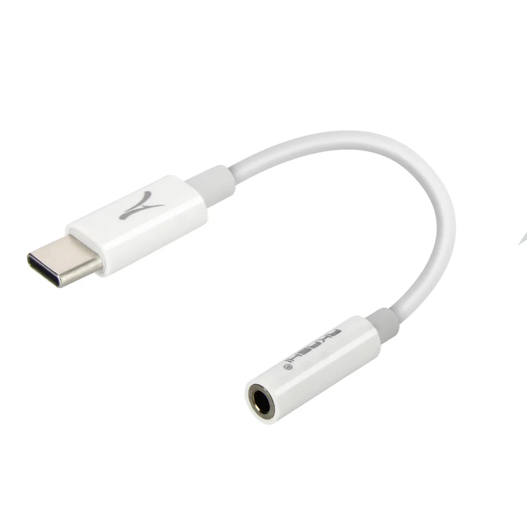 Adattatore audio USB-C / jack da 3,5 mm con microfono, flessibile, Akashi - Bianco