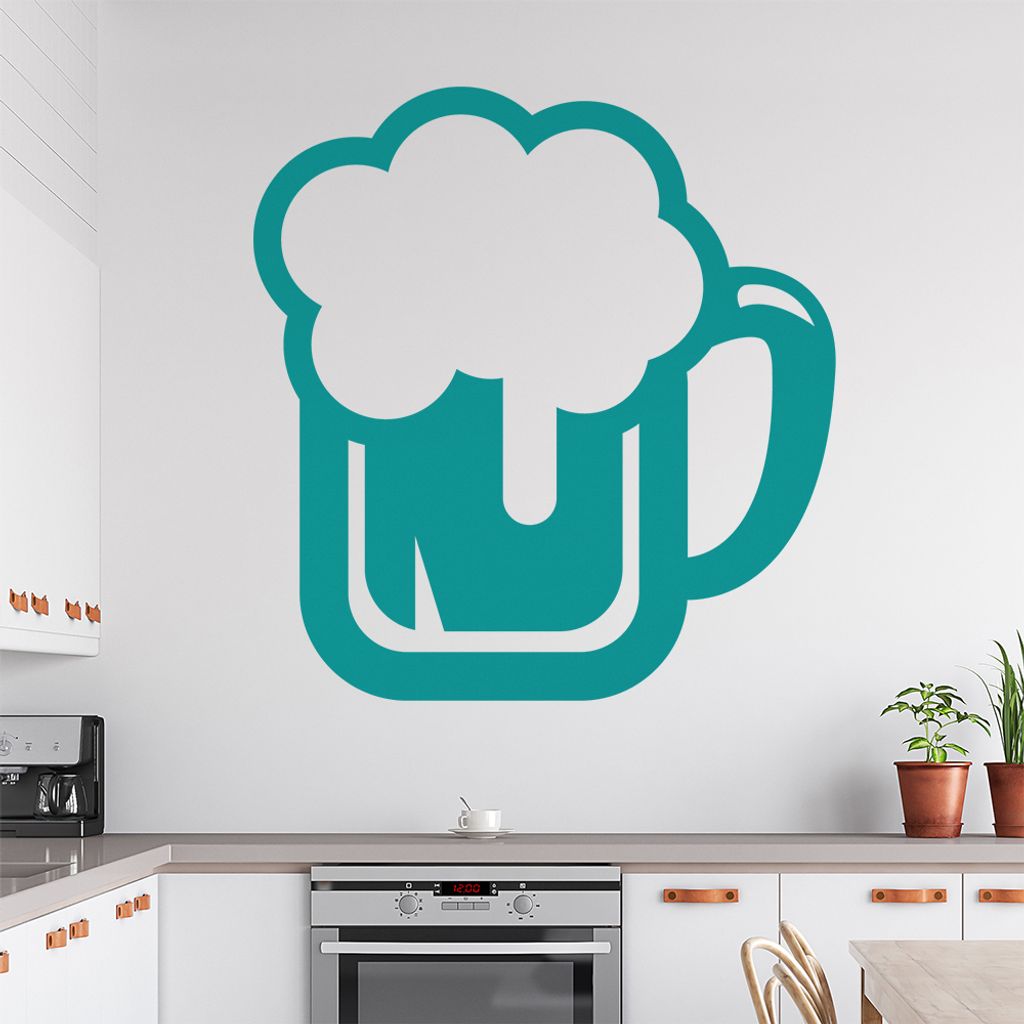 Bierkrug Bierfass trinken Glas Wandtattoo Wandaufkleber Wall Sticker - Dekoration, Küche, Wohnzimmer, Schlafzimmer, Badezimmer