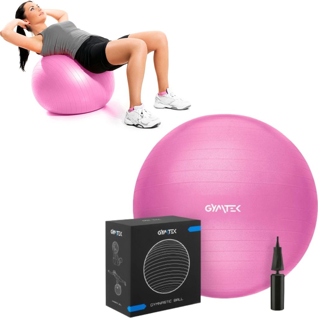 Gymtek Gymnastikball inkl. Pumpe - 65 cm - Pilatesball, Trainingsball, Fitnessball, Sitzball für Fitness, Pilates, Home Gym, Workout, Physiother...