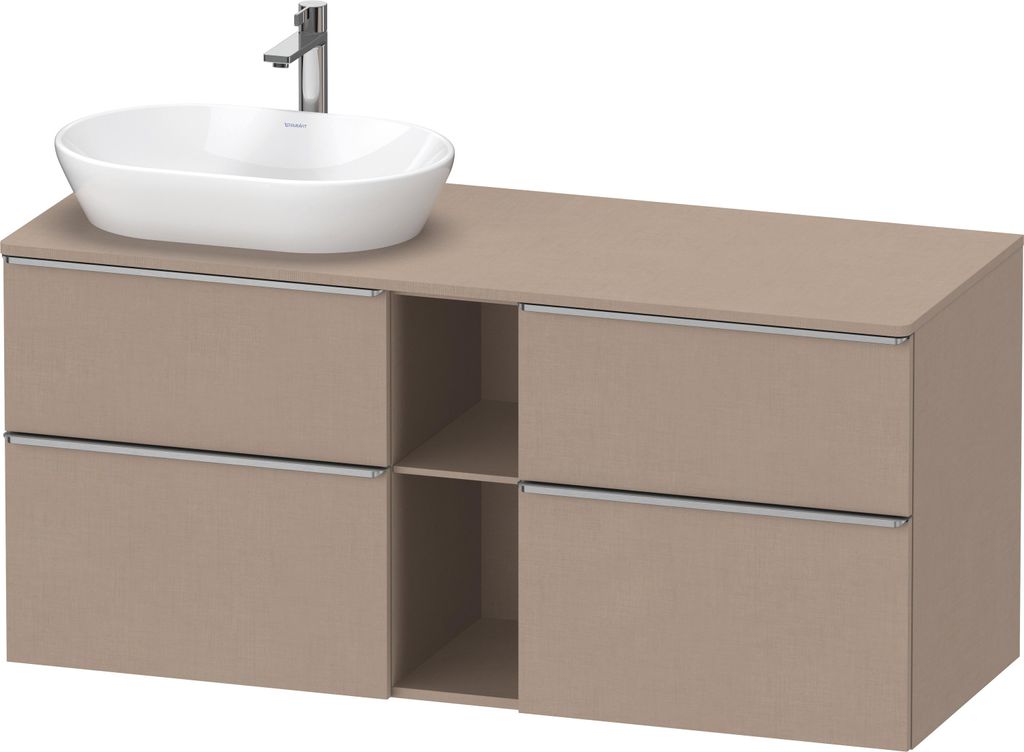 Duravit D-Neo Konsolenwaschtischunterbau wandhängend (Ausschnitt links), 1400x664x550mm, 2 Auszüge, 2 Schubkästen, 2 offene Fächer, mit Griff E...