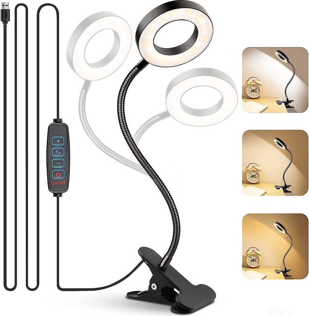 LED Klemmleuchte Klemmleuchte,48 LED Leselicht,360°Flexibel,38cm Leselampe,dimmbar,7W