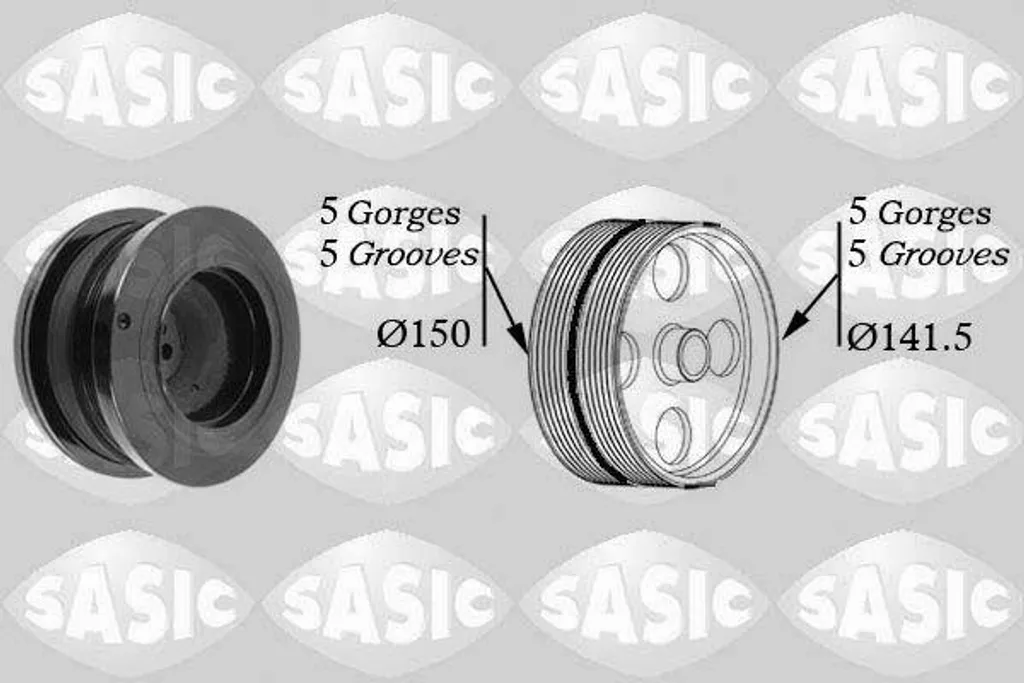Poulie vilebrequin compatible BMW E39 et Opel Omega pour moteur 2.5 3.0 D