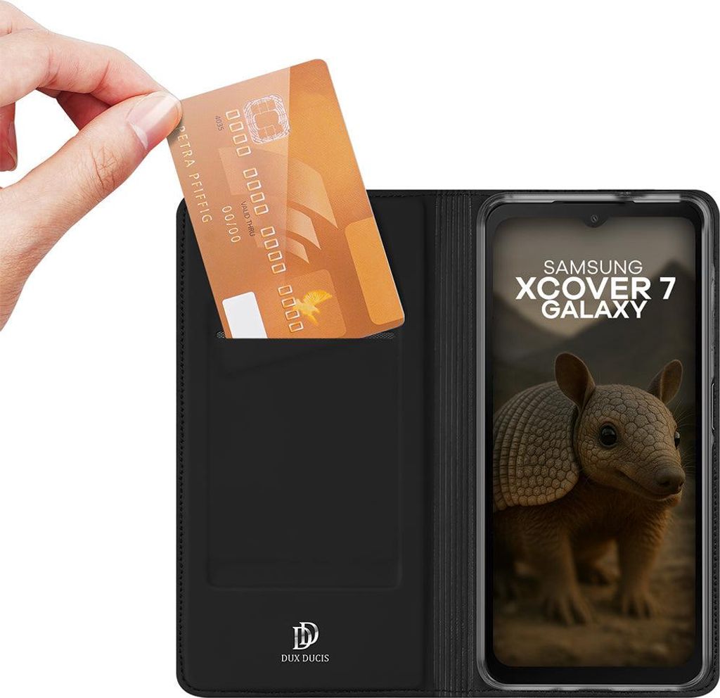 Handyhülle mit Klappe für Galaxy XCover 7, Dux Ducis Skin Pro, Schwarz