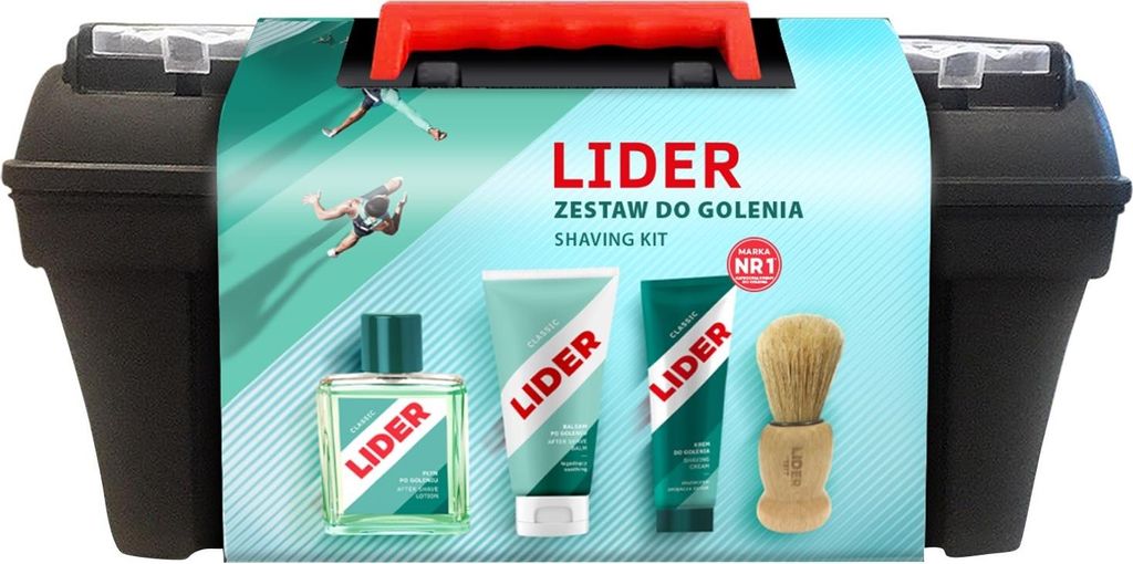 LEADER Geschenkset für Männer: Rasierpinsel + Rasiercreme + Aftershave + Aftershave-Balsam