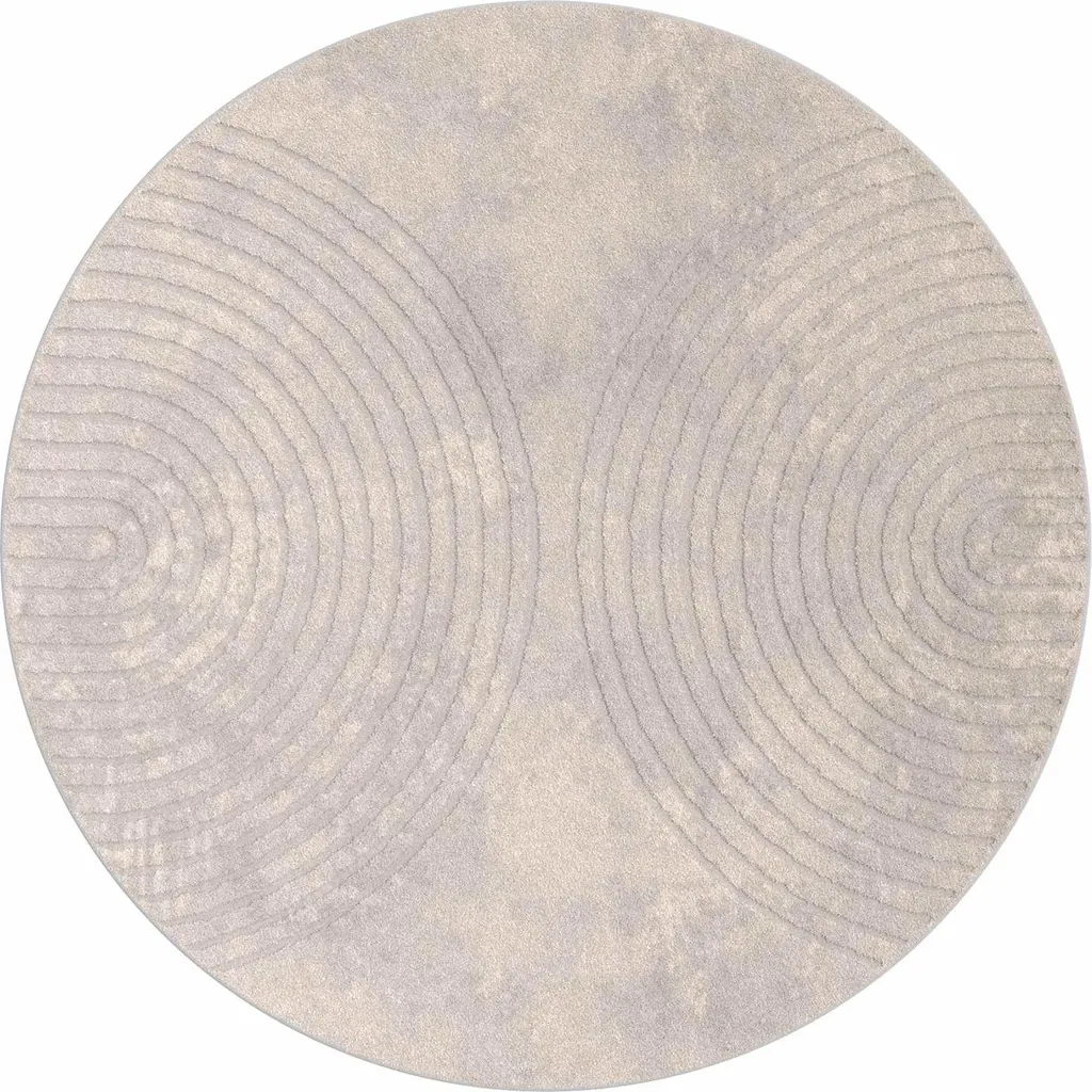 Tapis rond GALATI 160 cm - Tapis design polyester beige chaleureux