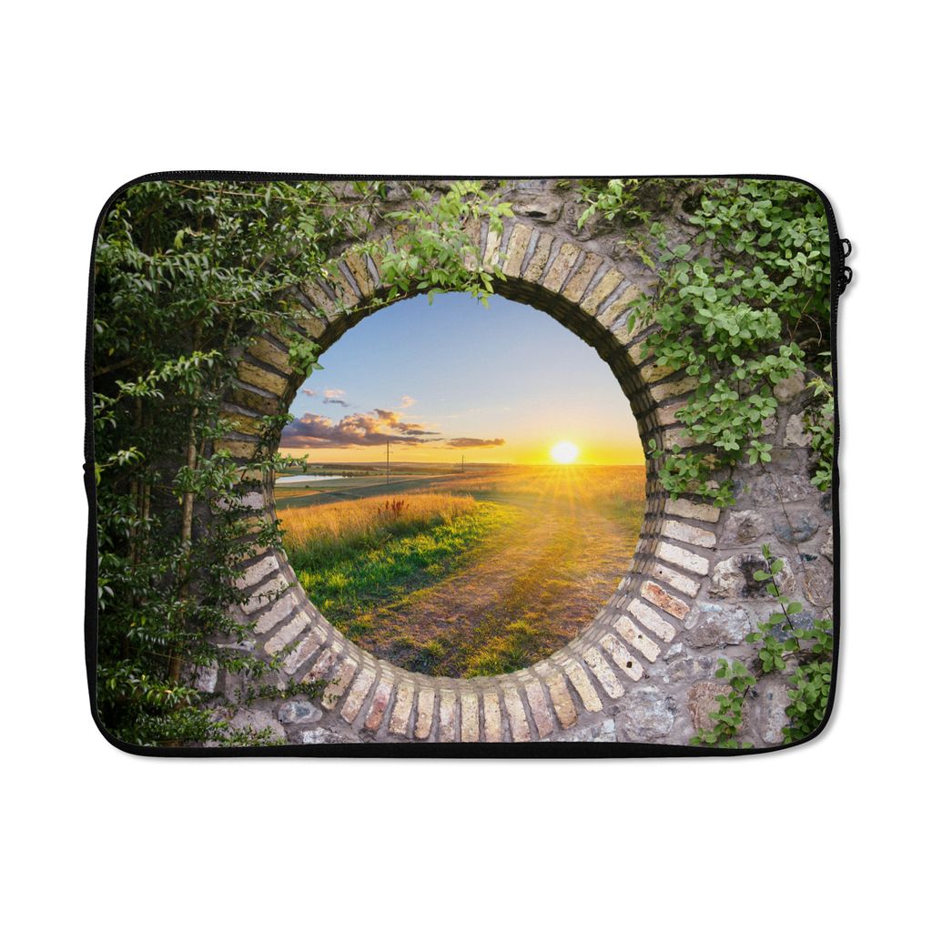 MuchoWow Laptop Hülle 15 Zoll Landleben - Ausblick - Sonne Laptoptasche - Laptoptasche - Sleeve - Rundum-Schutz