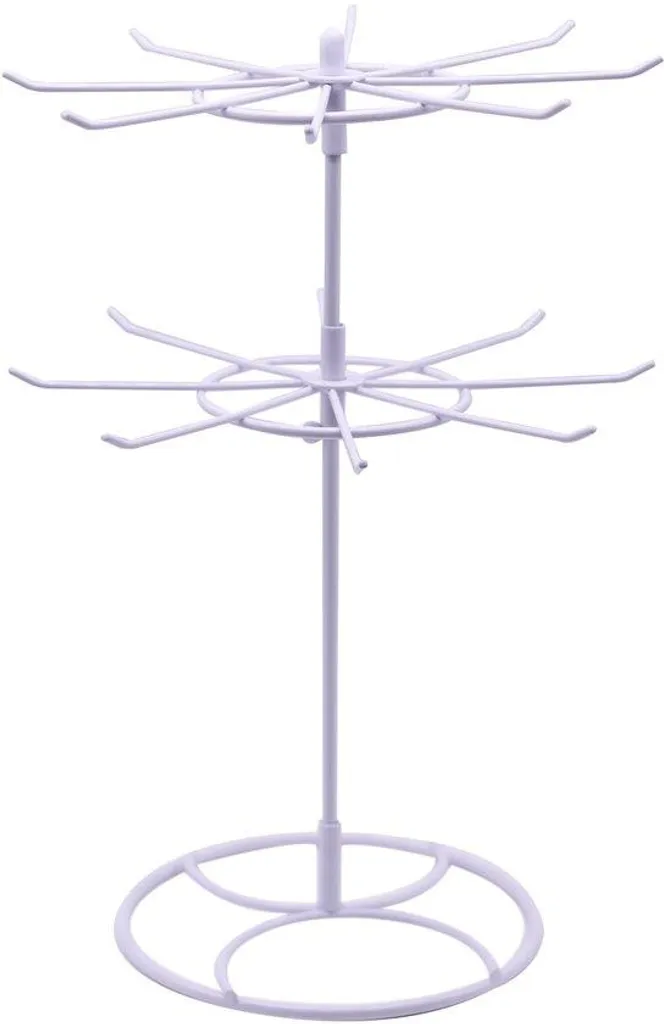 Présentoir à bijoux blanc pivotant avec support à colliers amovible 30cm