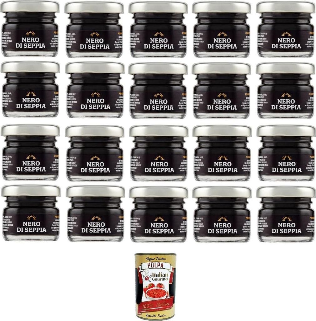 20x SMERALDA Nero di Seppia Tintenfisch-Tinte 20gr + Italian Gourmet polpa 400g