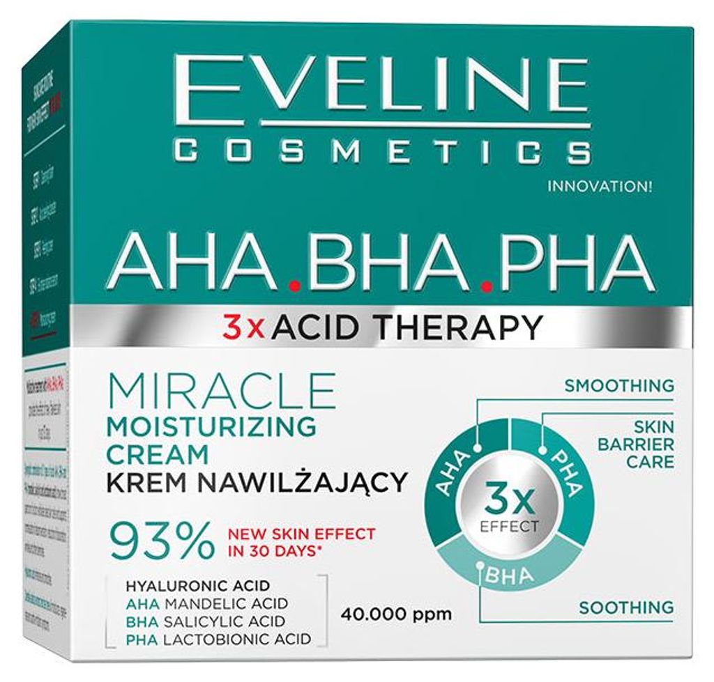 Eveline Cosmetics 3 X Acid Therapy – feuchtigkeitsspendende, beruhigende Gesichtscreme