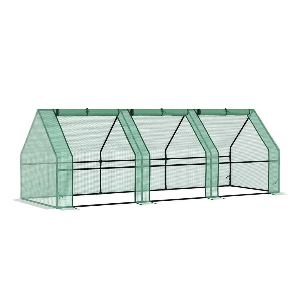 Gewächshaus mit Rolltür Pflanzenhaus Tomatenhaus Frühbeet für Garten Balkon & Pflanzen 270x90x90cm Grün