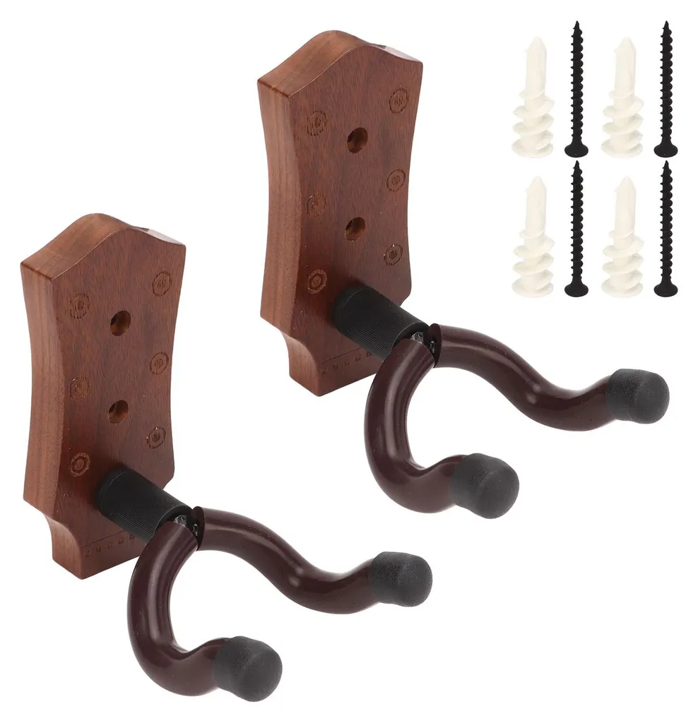 Support de Guitare Mural en Noyer Noir Massif avec Finition Premium