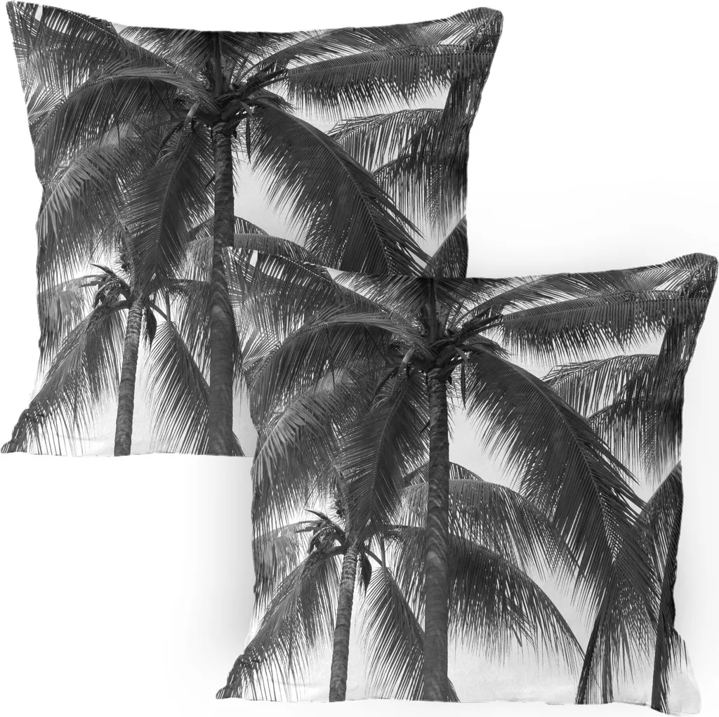 Set 2 Fodere Cuscino 80x80 ABAKUHAUS Palma Tropicale Nera Luxury