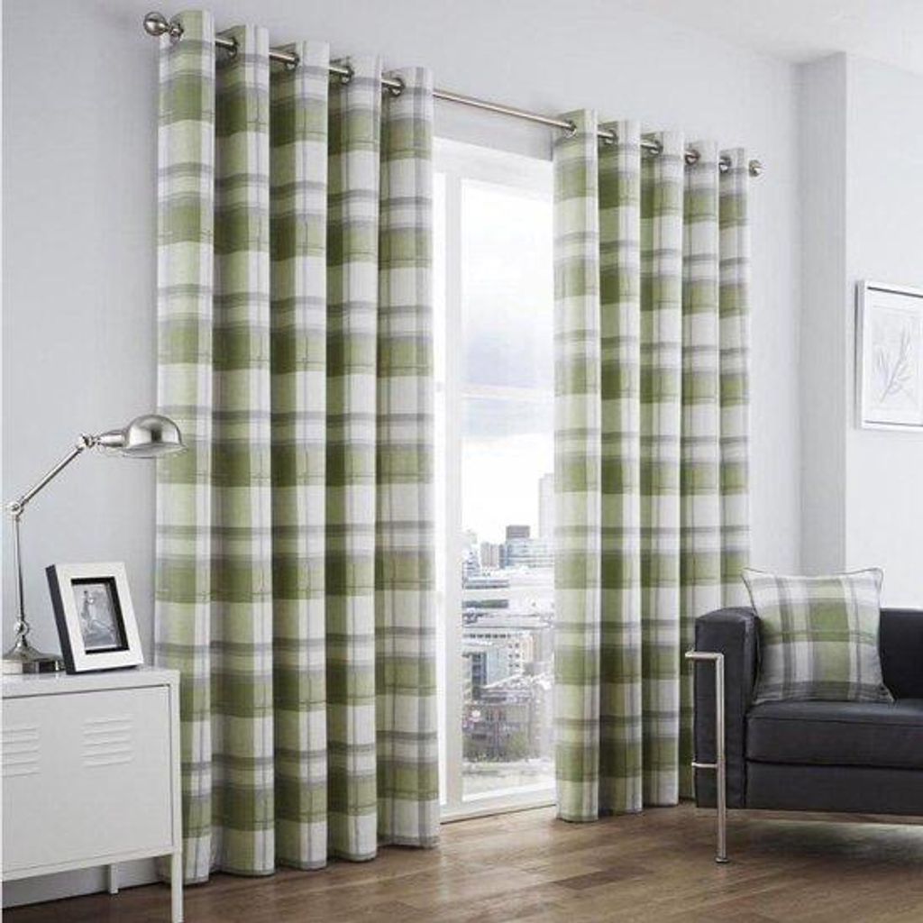Gordijn Ruitendek - Traditionelles Plaidmuster - Wohnzimmer Dekoration - Grün - 137B x 117H cm