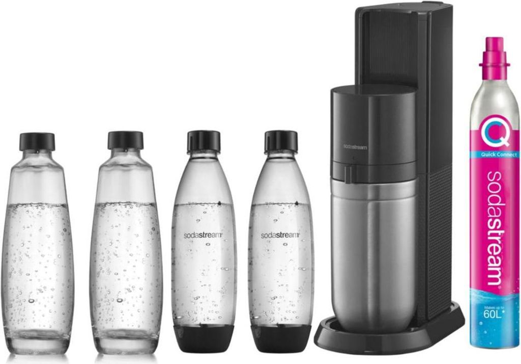 SodaStream Duo Titan Wassersprudler 2 Glasflasche + 2 PET Flasche + CO2-Zylinder