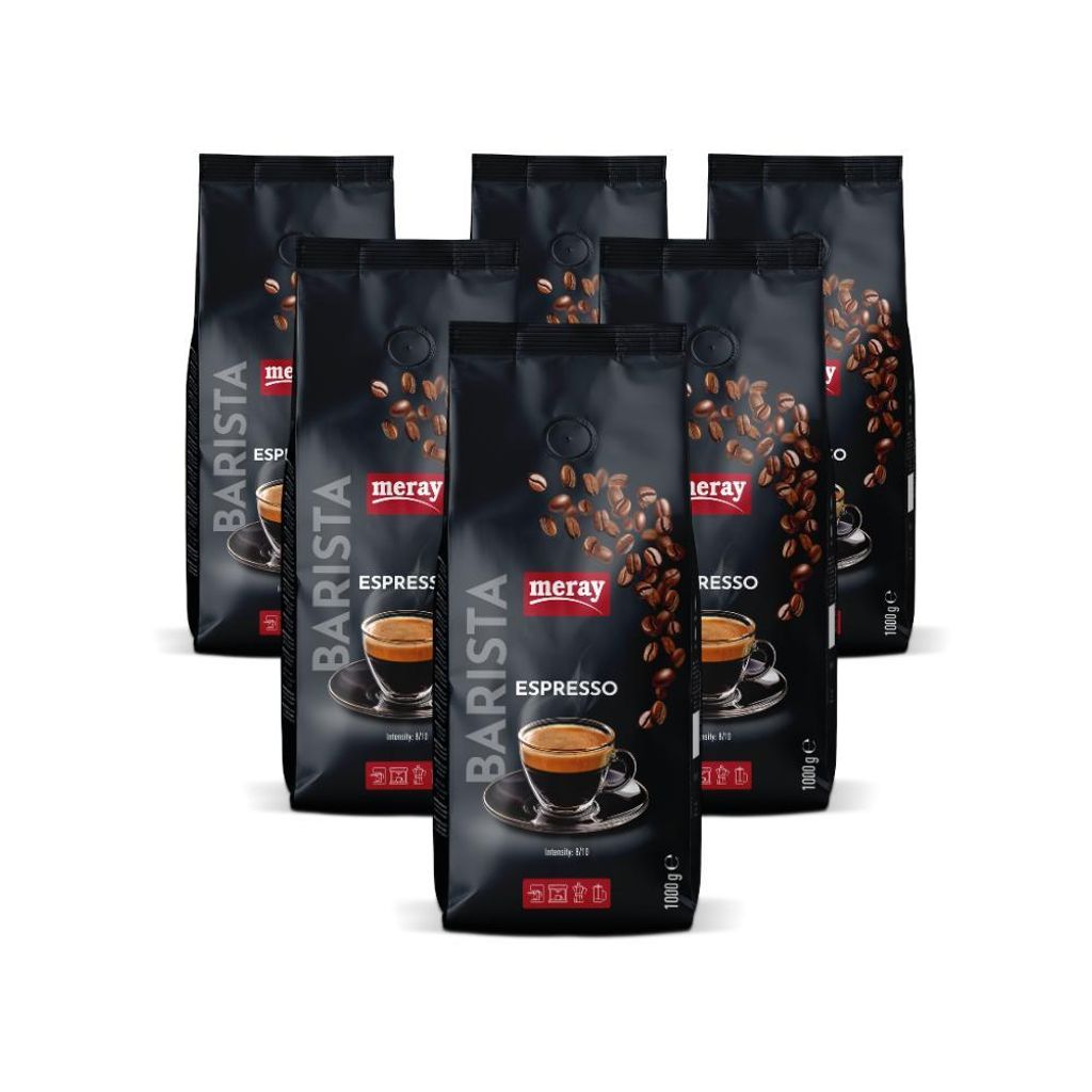 Meray Espresso Kaffeebohnen 1000g – Intensität 8/10 – 6 Packungen