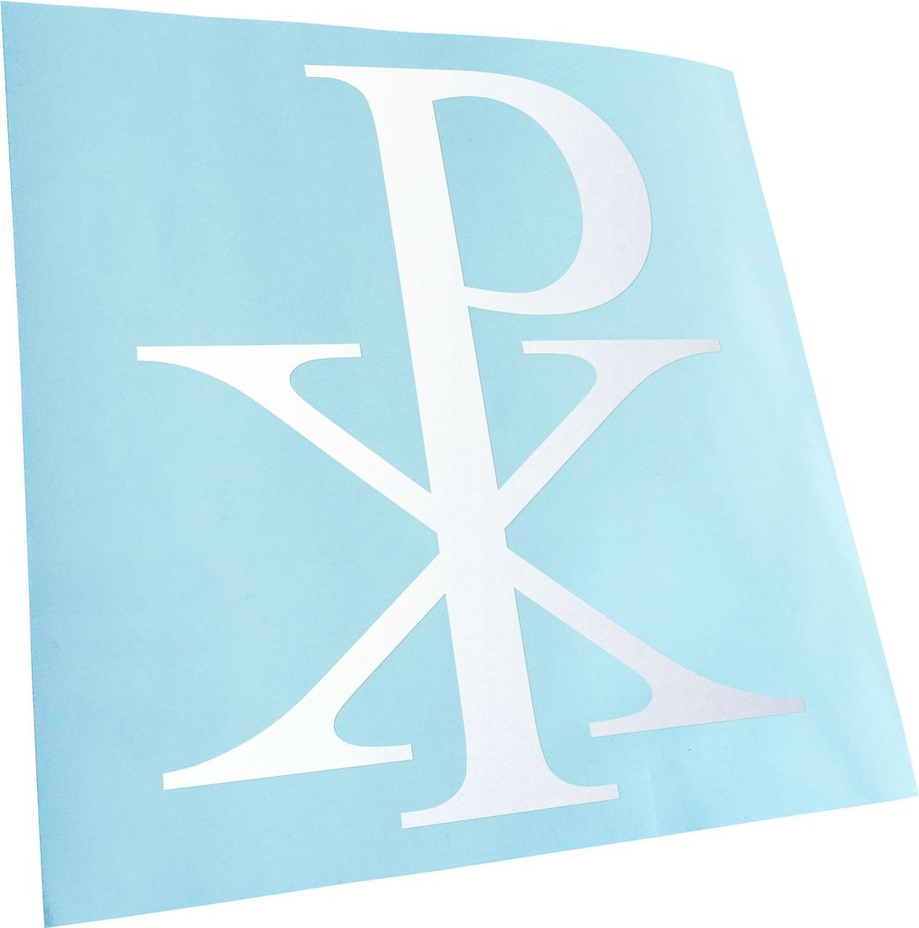 Kiwistar - Autoaufkleber - Christusmonogramm - Labarum - Mattweiss - 50x42cm - Aufkleber für Auto, Laptop, Fahrrad, LKW, Motorrad mehrfarbig JDM D...