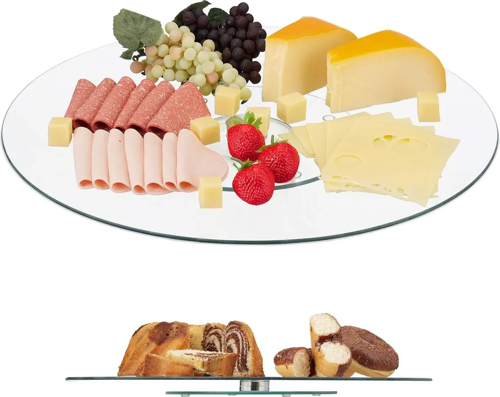 Set 8 Piatti Girevoli Relaxdays in Vetro Temperato per Aperitivo e Buffet