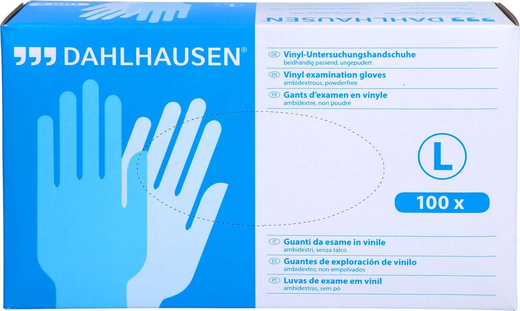 DAHLHAUSEN Vinyl-Handschuhe ungepudert Gr. L, 100 St. Handschuhe