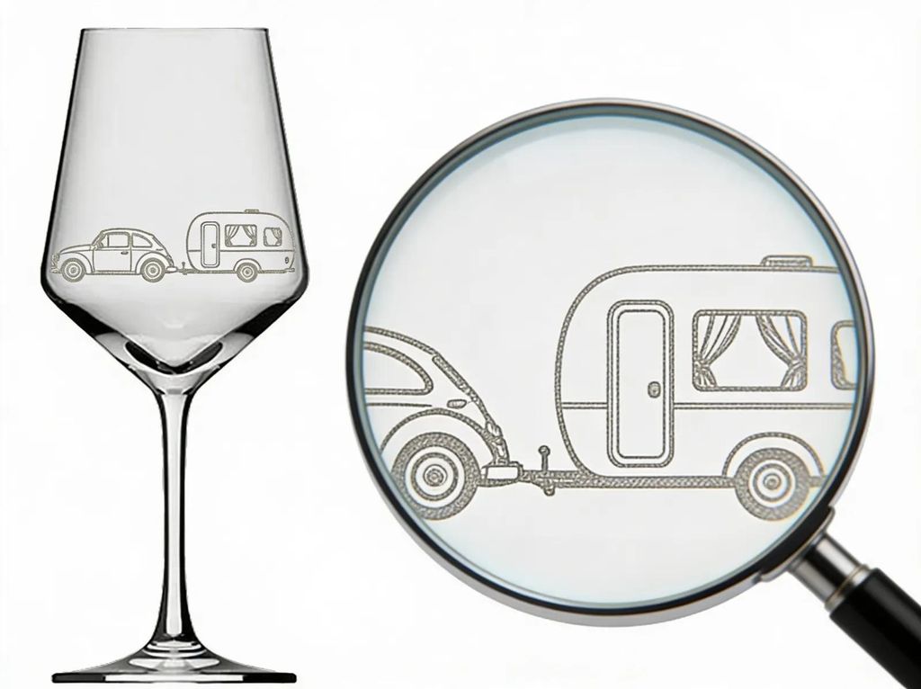 Weinglas 350 ml mit Gravur Camper und Wohnwagen Produktbild 