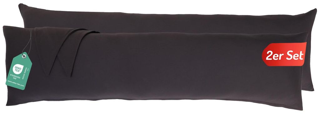 Kissenbezug für Seitenschläfer 40 x 145 cm (2er-Set) - Kissenbezug mit Reißverschluss, 100 % Baumwolle, -, atmungsaktiv, Kissenbezug für Seiten...
