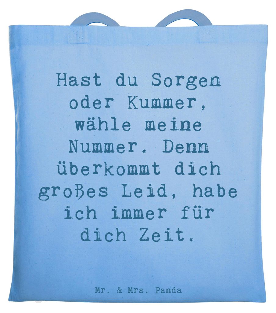 Mr. & Mrs. Panda Shopping Tasche Spruch Schutz Rufnummer - Sky Blue - Geschenk, Tote Bag, Motivation, Geborgenheit schenken, Zitat, Laptoptasche, w...