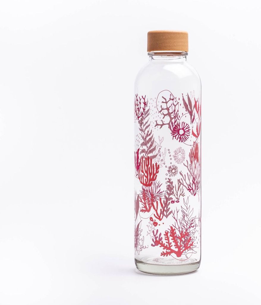 yogabox Glastrinkflasche CARRY - durchsichtig 0,7 L Coral Reef