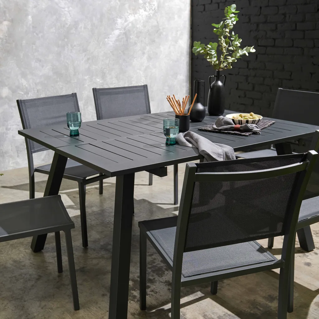 Chaise de jardin aluminium et textilène gris Oviala Nice - Lot de 2
