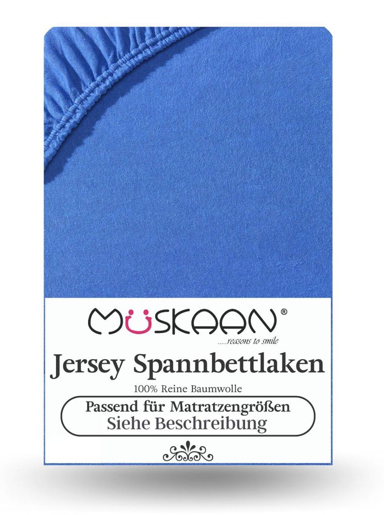Jersey Spannbettlaken 90x200 cm - 100x200 cm Royal Blau - Produktbild 