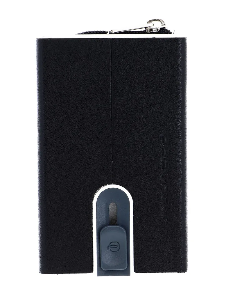 PIQUADRO Black Square Étui Cartes de Crédit en Cuir Noir avec RFID Nero
