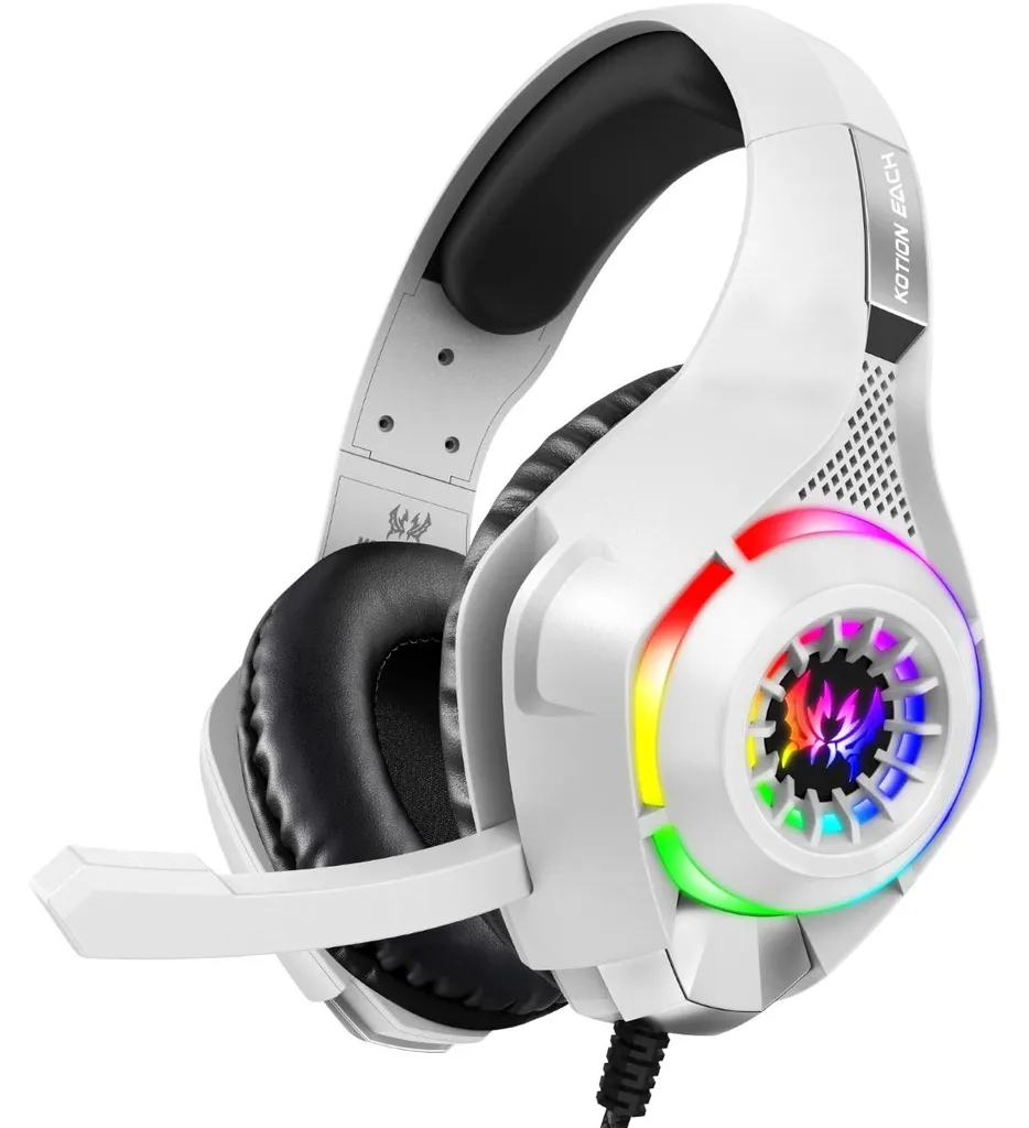INF Casque Gaming Filaire RGB Blanc en ABS - Audio Immersif Consoles