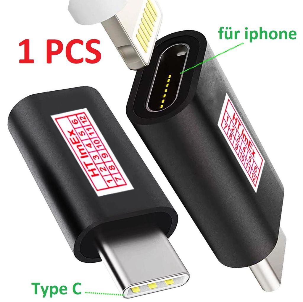 Kompatibel mit USB Type-C STECKER auf iPhone Mac iPad BUCHSE 8-pin Adapter auf USB-C