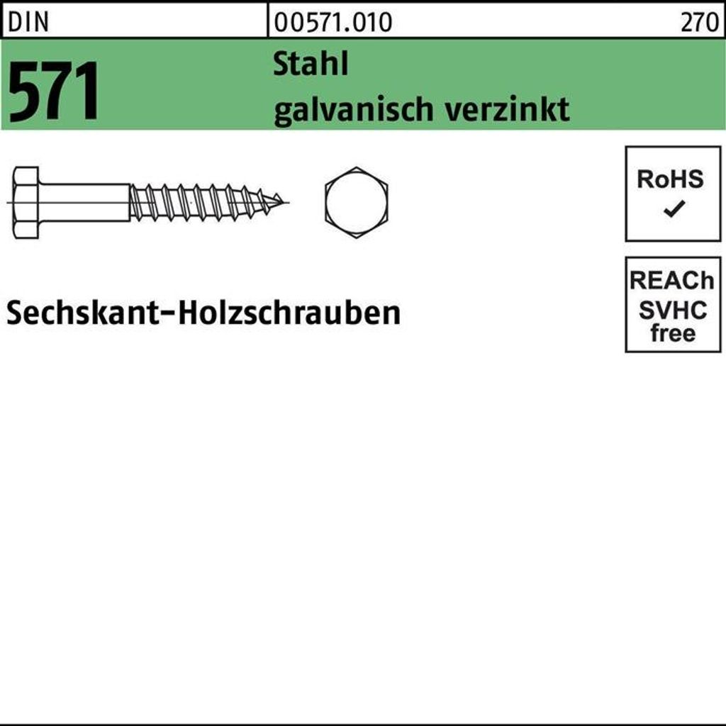 Reyher DIN 571 Stahl 20x140 galv. verzinkt gal Zn S