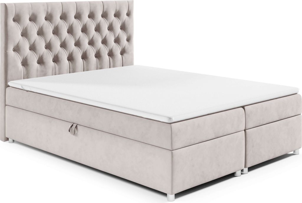 Best for Home Boxspringbett mit Bettkasten Trinity K-14 Bonellfederkern inkl. Topper-140x200-Creme