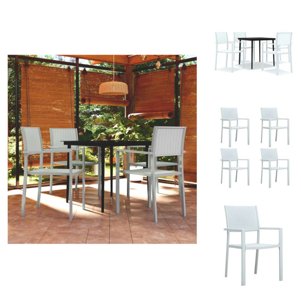 vidaXL 5-tlg. Garten-Essgruppe Weiß - Gartenmöbel-Sets