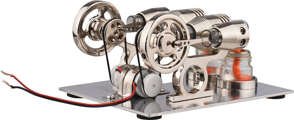 Stirlingmotor Bausatz Doppelmotor Generator Heißluftmotor Produktbild 