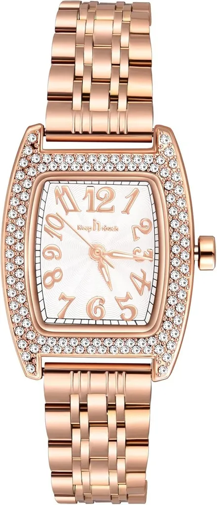 MICGIGI orologio da polso al quarzo da donna, orologio analogico rettangolare con finiture in pietra, quadrante casual, orologio da polso in acciaio inossidabile per l'eleganza di tutti i giorni - 1