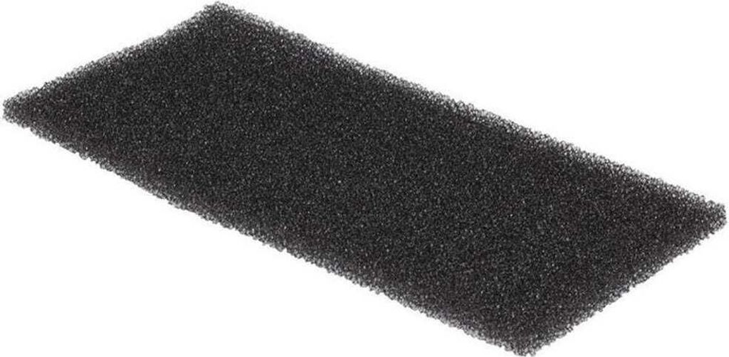 A black foam filter on a white background.