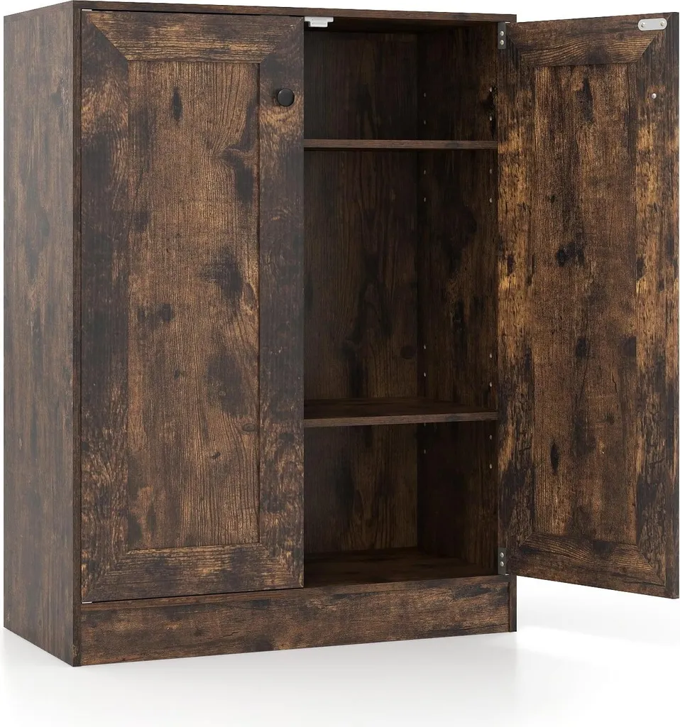 Buffet en bois avec étagères réglables brun rustique - Modèle ARK-402
