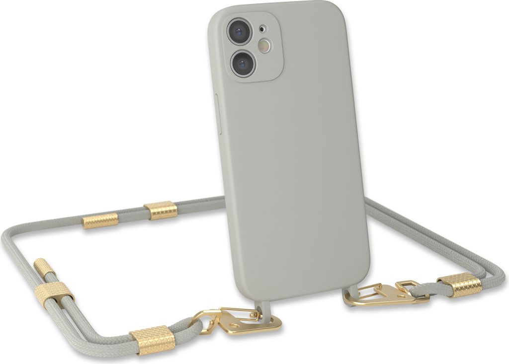 EAZY CASE Handykette Silikon mit Clips 2 in 1 kompatibel mit Apple iPhone 12 Mini Handyhülle mit Umhängeband, Handykordel mit Silikon, Hülle mit...